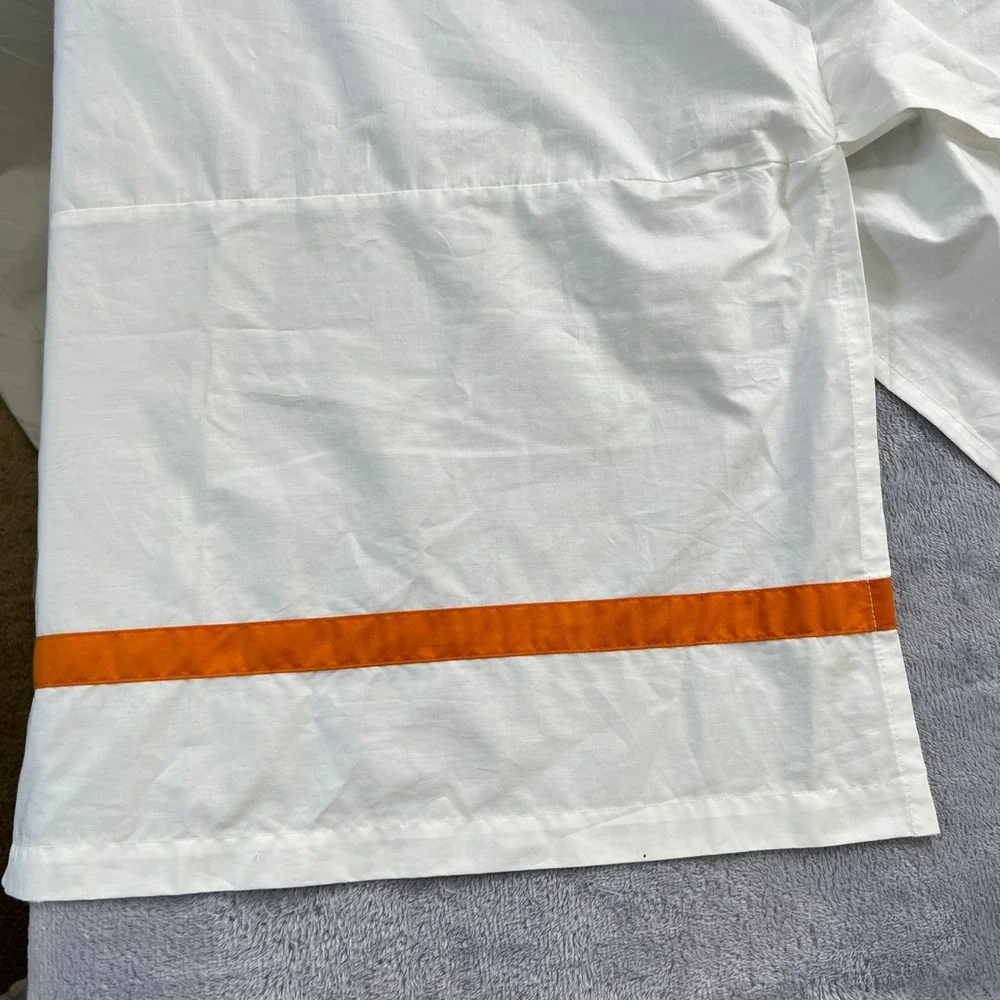 Pottery Barn Morgan Banded Full Size Bed Skirt White Orange Stripe 14